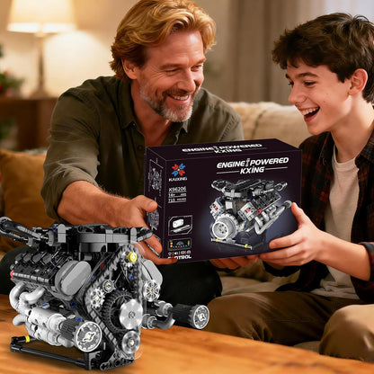 OWNONE 1 V8 Engine Model Kit that Work - 8-Cylinder Visible Engine Building Blocks Set with Motor, LED Light & APP Control - Build Your Own Engineering Kit, STEM Project for Adults & Kids (660 PCS)