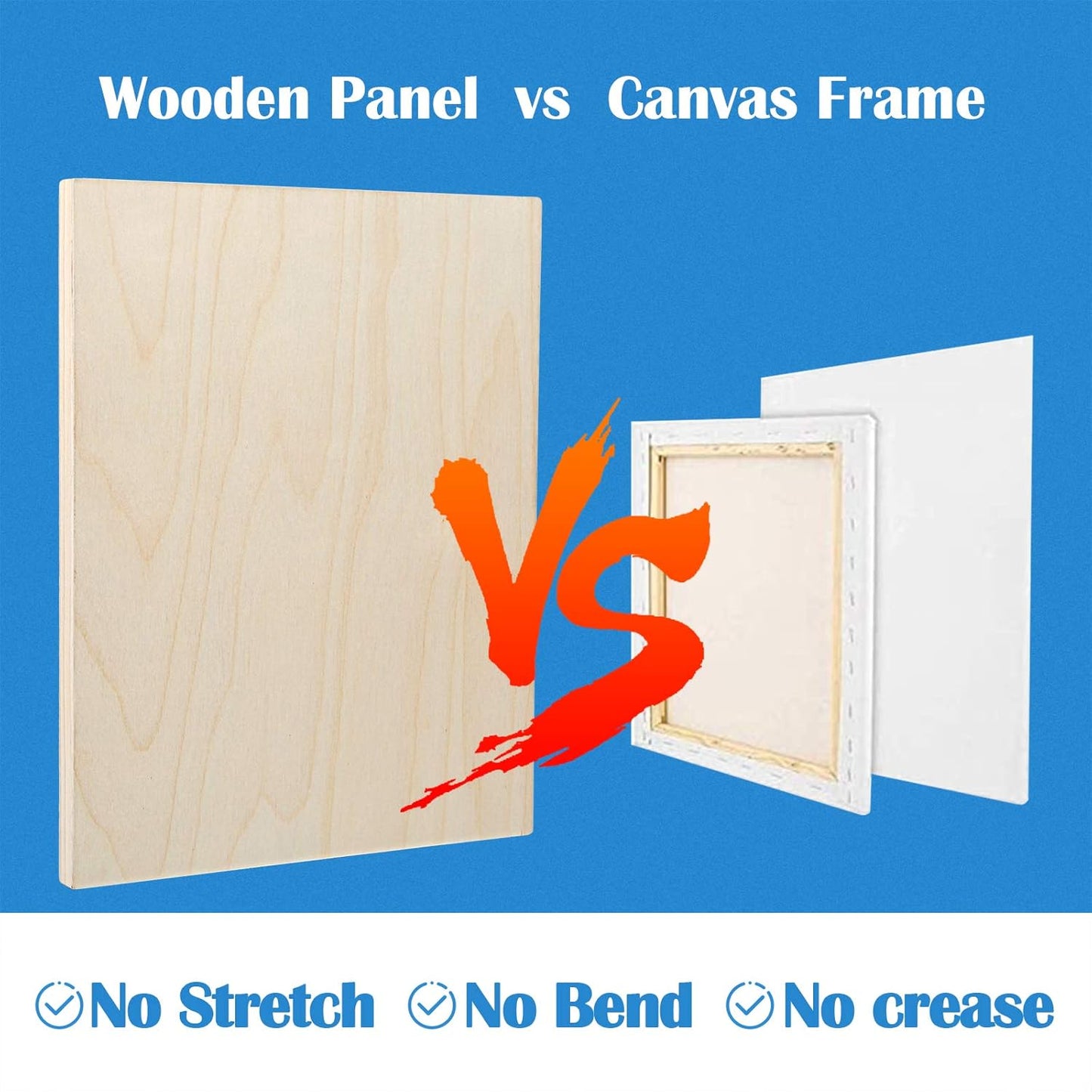 Falling in Art Unfinished Birch Wood Canvas Panels Kit, 4 Pack of 8x10’’ Studio 3/4’’ Deep Cradle Boards for Pouring Art, Crafts, Painting, and More