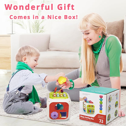 Aprilwolf Montessori Sensory Cube for Toddlers 18 Months + | Educational Activity Center with Elastic Sides | Baby Learning Toys, Wonderful Gift for Birthday Boys & Girls