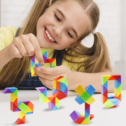 30 Pack Medium Snake Cube Fidget Toys Goodie Bag Stuffers for Kids, Treasure Box Toys for Classroom, Twist Puzzle for Party Favors, Birthday, Back to School Gifts, Stocking Stuffers for Kids