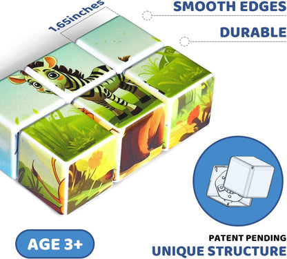 Pairez Toys 3D Magnetic Cubic Jigsaw Puzzle Toys for Toddlers, Large Building Blocks Cubes 1.65 Inches, Sensory & Montessori Toys for Kids 3-5