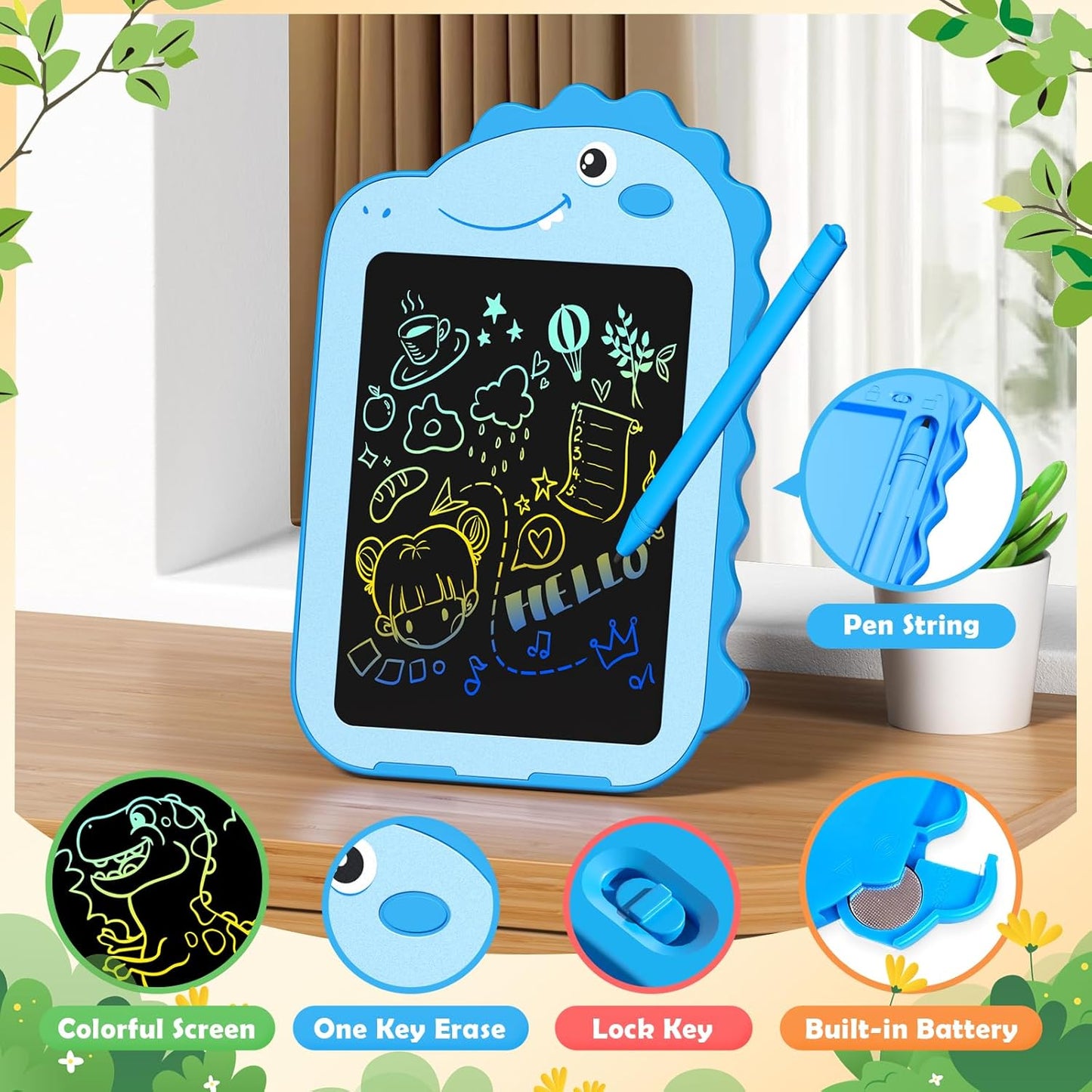 2 Pack LCD Writing Tablet for Kids, 6.5 Inch Colorful Doodle Board Drawing Tablet, Educational Kid Toys, Doodle Pad Dinosaur Toys for 3 4 5 6 7 8 Year Old Boys Girls