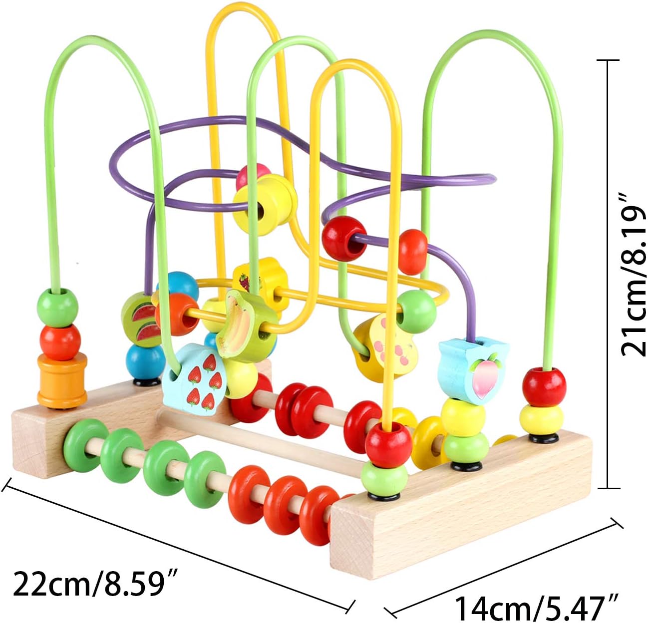 Wondertoys Bead Maze Toy for Kids Wooden Colorful Abacus Roller Coaster Educational Circle Toys Bead Maze Activity Cube Sensory Toys for Children