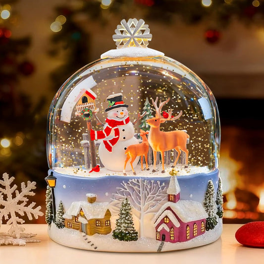 Musical Santa Snow Globe - Lighted Plastic Christmas Snow Globes with LED Lights and Swirling Glitter, Hand Painted Santa Claus Decoration Playing 8 Holiday Songs, Gift for Adults and Kids