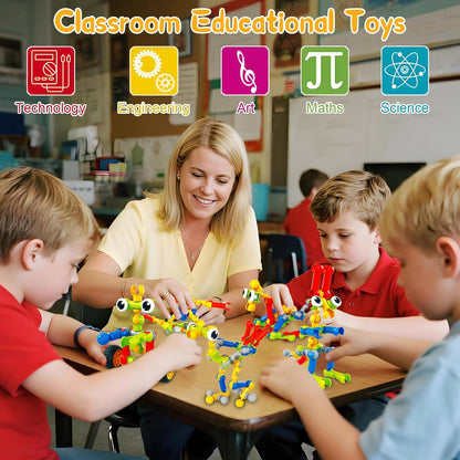 Caferria Kids Building Kit STEM Toys, 110 Pcs Educational Construction Engineering Building Blocks DIY Learning Set for Ages 3-10 Year Old Boys Girls, Best Gift for Children Creative Games Fun Play