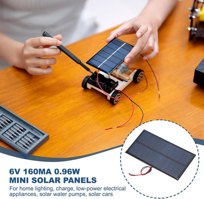 MECCANIXITY 2 Pcs 5.5V 0.44W 70mA Mini Solar Panels, Small Polycrystalline Solar Cell Panel with 2 Cable for DIY Electric Toy Materials Kits Charger, 60mm x 60mm