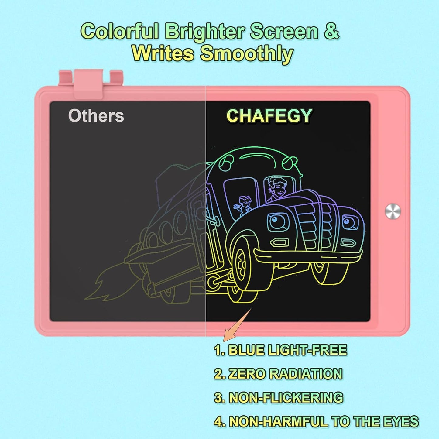 12.9 Inch LCD Writing Tablet for Kids, Colorful Toddler Doodle Board - Erasable Drawing Pad, Educational Learning Toy for Ages 3-8 - Valentine's Day Christmas Birthday Gifts (12.9 Inch, Blue)