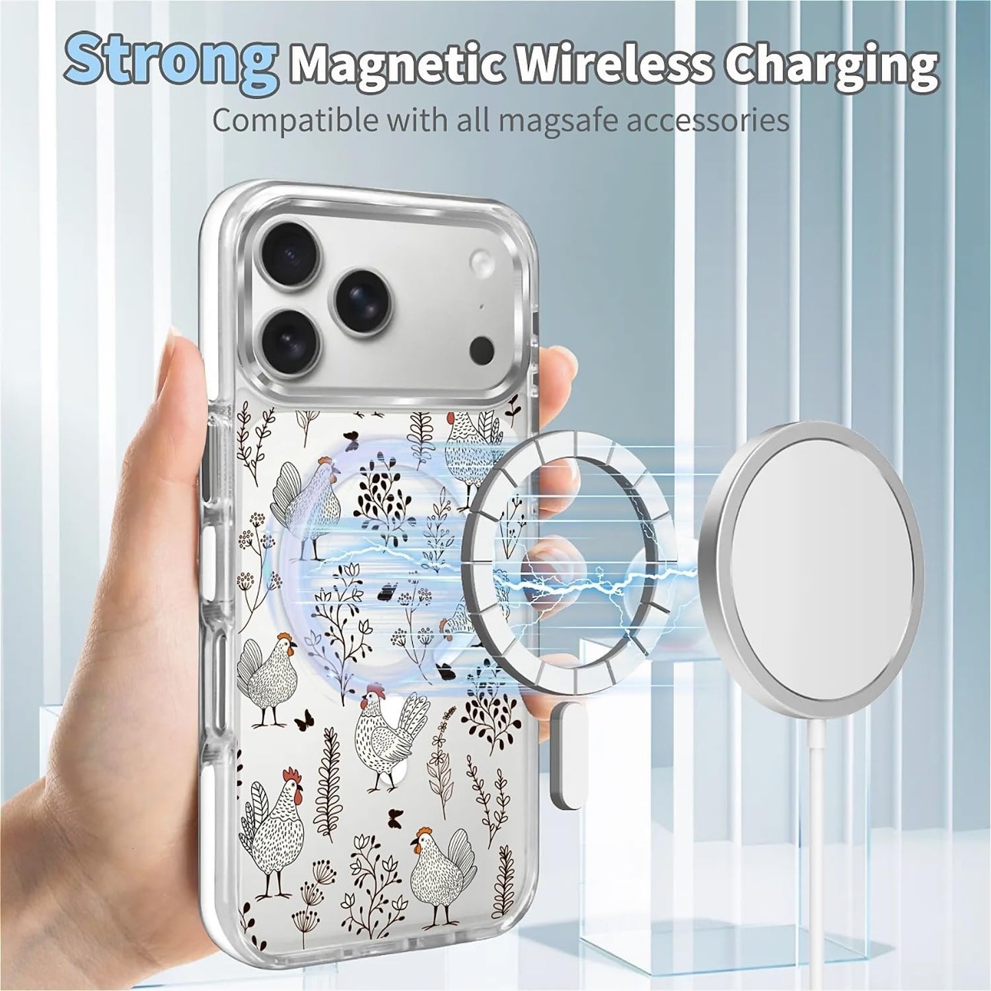 for iPhone 17 Pro Max Case [Compatible with Magsafe],Girls Women Clear Magnetic Case Silicone Shockproof Protective Cover with Pattern Colorful Motivational Letters