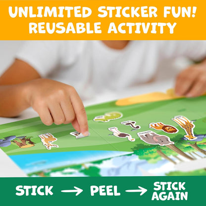 Sticker Book for Toddlers 1-3 - Reusable Sticker Book for Toddlers 2-4 Years, Stickers for Kids, Toddler Travel Toys, Airplane Toys for Toddler 1-3 - Birthday Gifts for 3 Year Old Boys, Girls 2-4