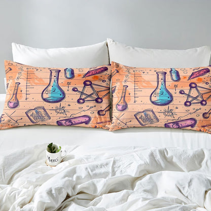 Erosebridal Chemistry Lab Bedding Set Twin Size Chemical Equation Duvet Cover for Boys Girls Chemical Elements Science Theme Comforter Cover Teens Kids Science Students Bedding School Dorm Room Decor