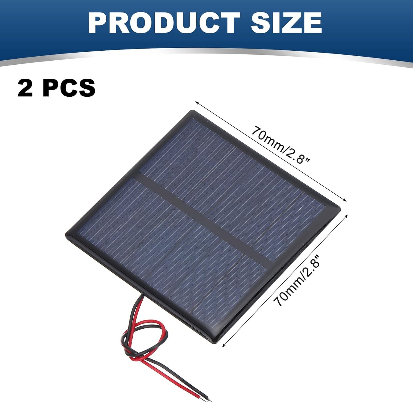MECCANIXITY 2 Pcs 5.5V 0.44W 70mA Mini Solar Panels, Small Polycrystalline Solar Cell Panel with 2 Cable for DIY Electric Toy Materials Kits Charger, 60mm x 60mm