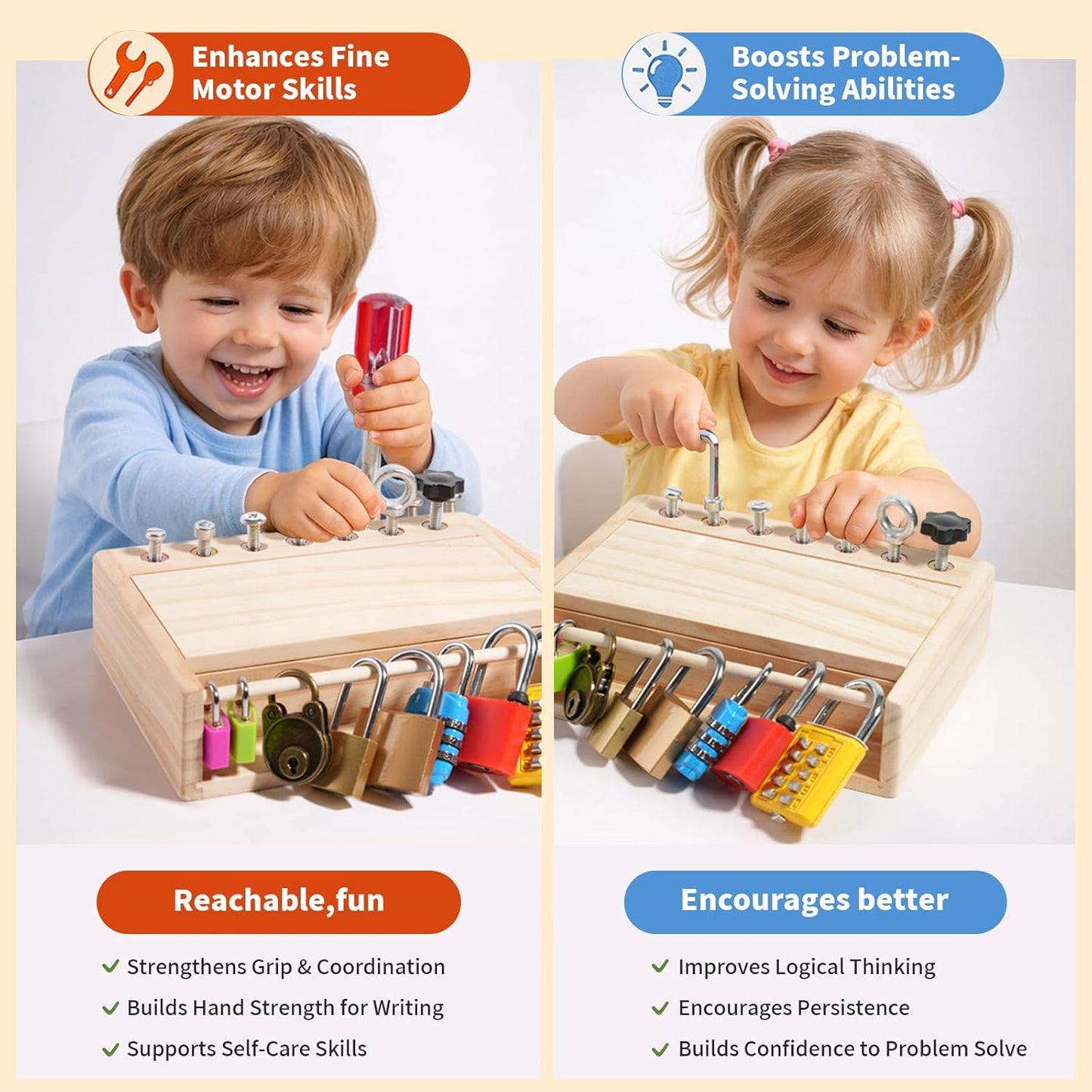 INIFEIDALA Kids Tool Set,Montessori Educational Toys for 3 4 5 Year Old,Montessori Screwdriver Board Set,Sensory Preschool Learning for Toddler Travel,Fine Motor Skills - STEM Toys