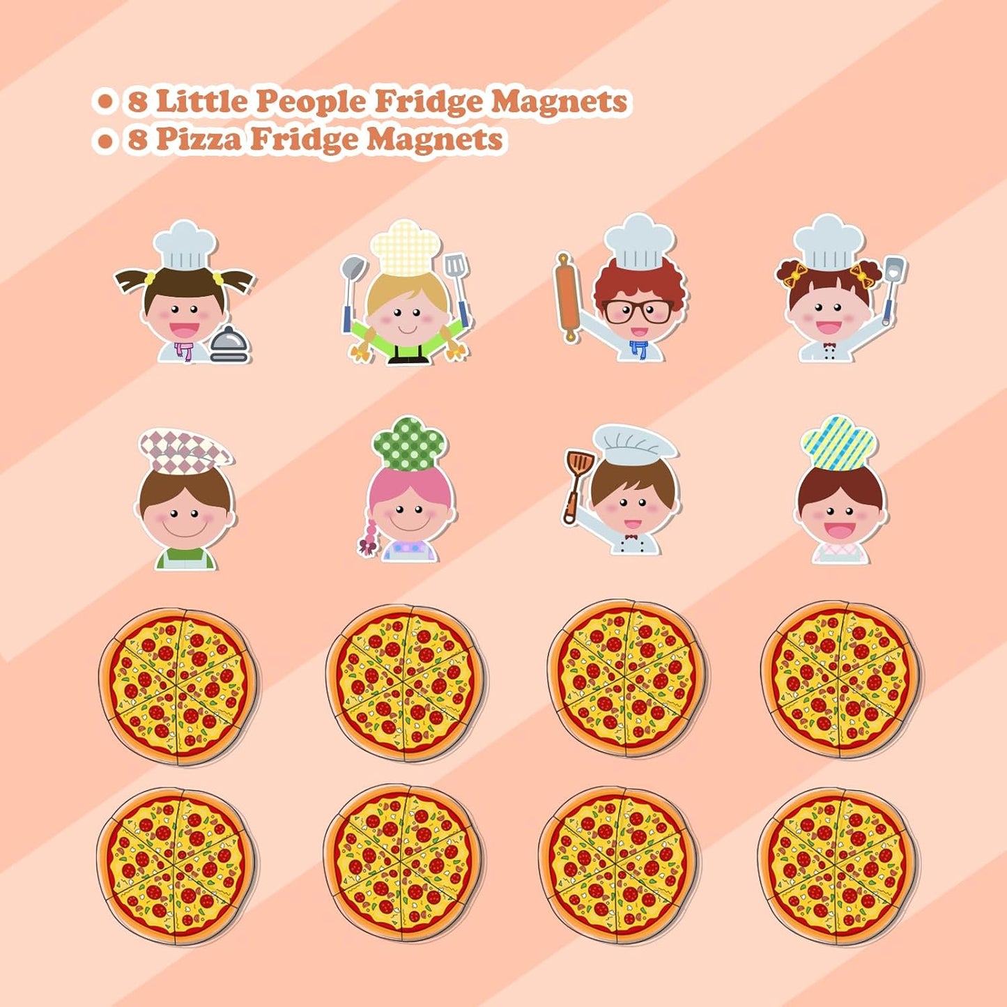 Magnetic Pizza 48 Pcs Pizza and 8 Pcs Chef Magnetic Fractions Group Game Refrigerator Whiteboard Magnet Math Games Interactive Learning Toys