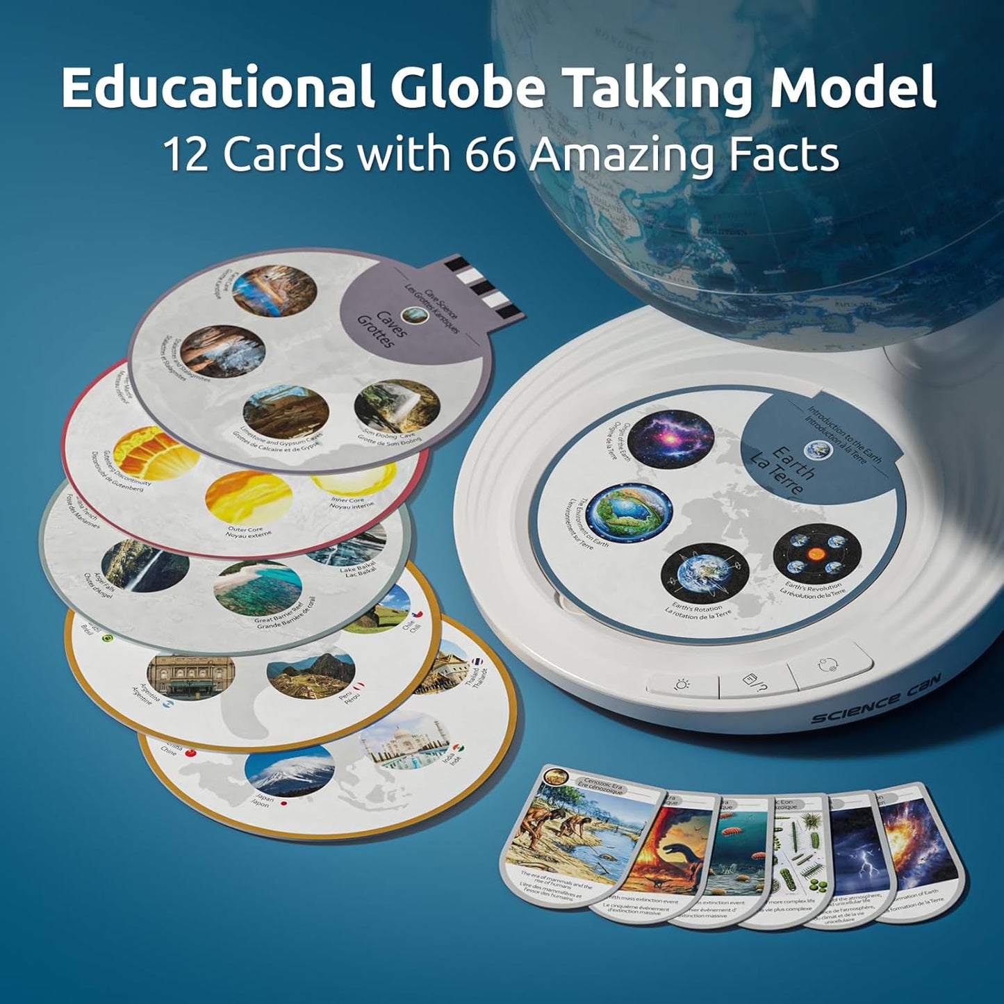 Science Can Openable Globe for Kids, 8 Inch Interactive World Globe, Talking Model with Knowledge & Quiz Mode, Bilingual STEM Toys for Ages 8-13, Educational Birthday Gifts for Boys & Girls Ages 6+