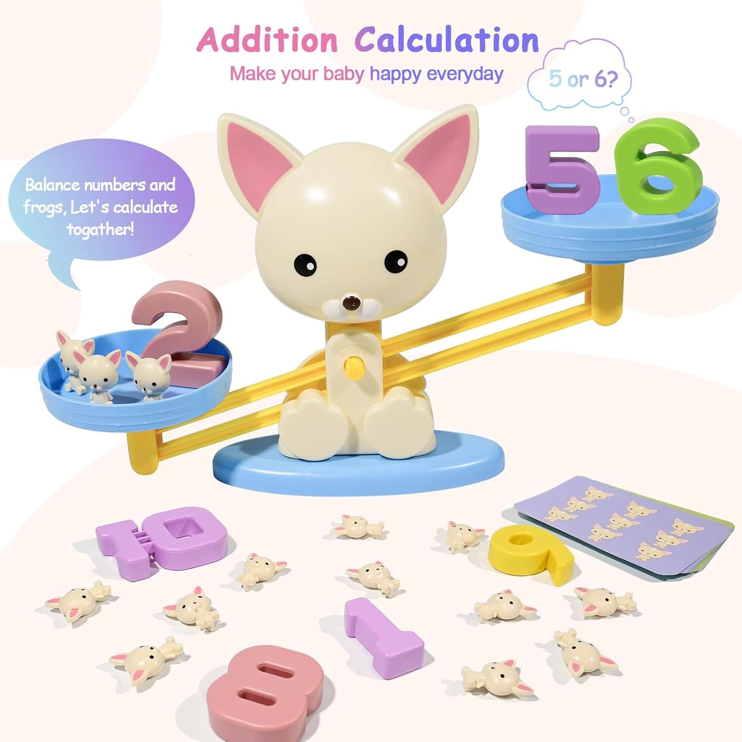 Frog Balance Counting Toys, Cool Math Learning Games for Boys and Girls, Educational Number Preschool Toy, Fun Children's Gift STEM Math Games for Kids Age 3+ (63 PCS)