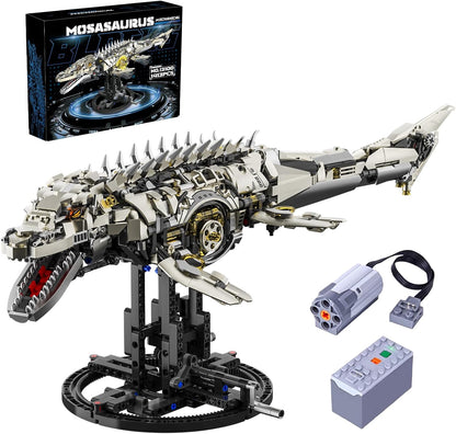 Mechanical Mosasaurus Building Block Set Precision Gear System Display Stand Included STEM Building Block