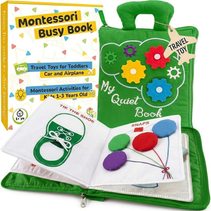 deMoca Travel Toys for Toddlers, Quiet Book for Toddlers 1-3, Baby Travel Toys for Airplane Car Rides, Montessori Busy Book for 1 Year Old with All Parts Attached, Felt Activity Pad, No Noise Gift