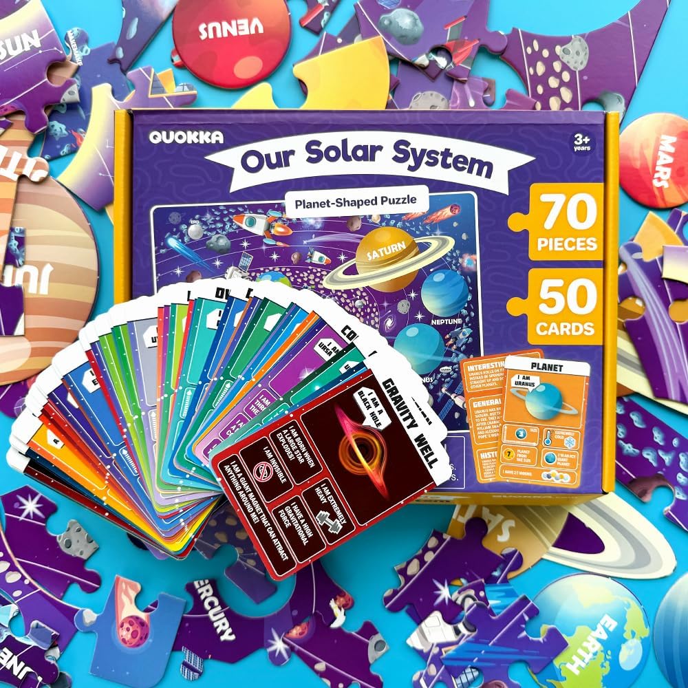 United States Puzzles for Kids Ages 4-6 - 70 Pcs USA Map Kids Puzzle with 50 Cards 400+ USA Facts - State & Capitals Floor Jigsaw Puzzles for Children 6-8 - Educational Toys Gift for Boys Girls