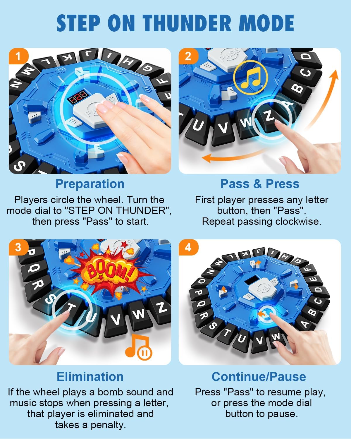 Word Game Family Board Games with Display Timer and 2 Modes, The Fast-Paced 24 Letters Pressing Games, Learning Word Game for Kids & Adults, 2-8 Players, 15-20 Minute Play Time
