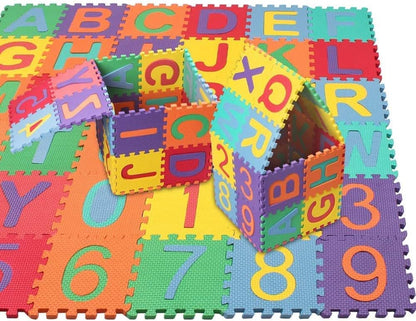 Kangler Kids Foam Puzzle Play Mat 5.9inch x 5.9inch (36-Piece Set) Interlocking EVA Floor Tiles with Alphabet and Numbers
