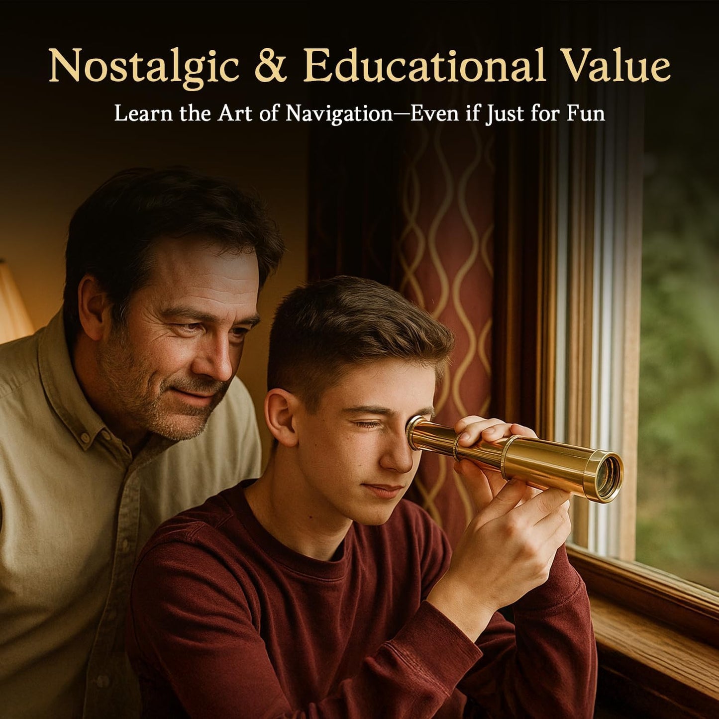 NauticalMart 6 Inch Brass Telescope with Wooden Box for Nautical Collectibles and Pirate Spyglass for Young and Adults, Ideal Decorative Piece for Home or Office