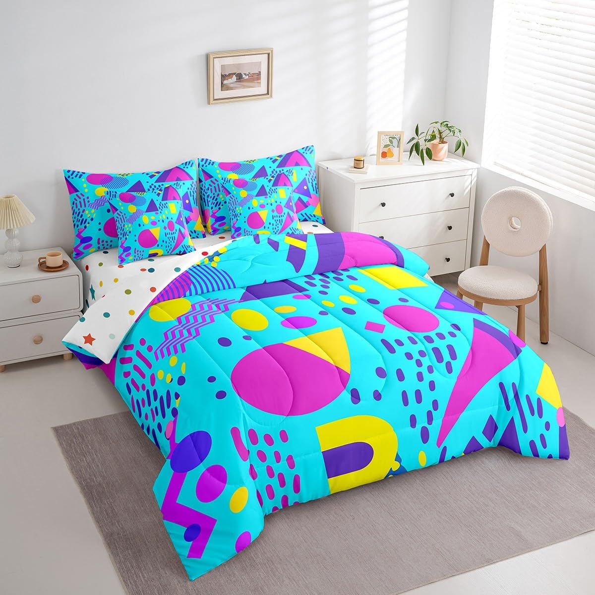 Erosebridal Chemical Equation Bed in a Bag Queen Comforter Set 7 Piece,Chemistry Bedding Sets Science Students Learning Gift Sheet Set with Comforter,Molecular Formula Education Bed Set - Colors B