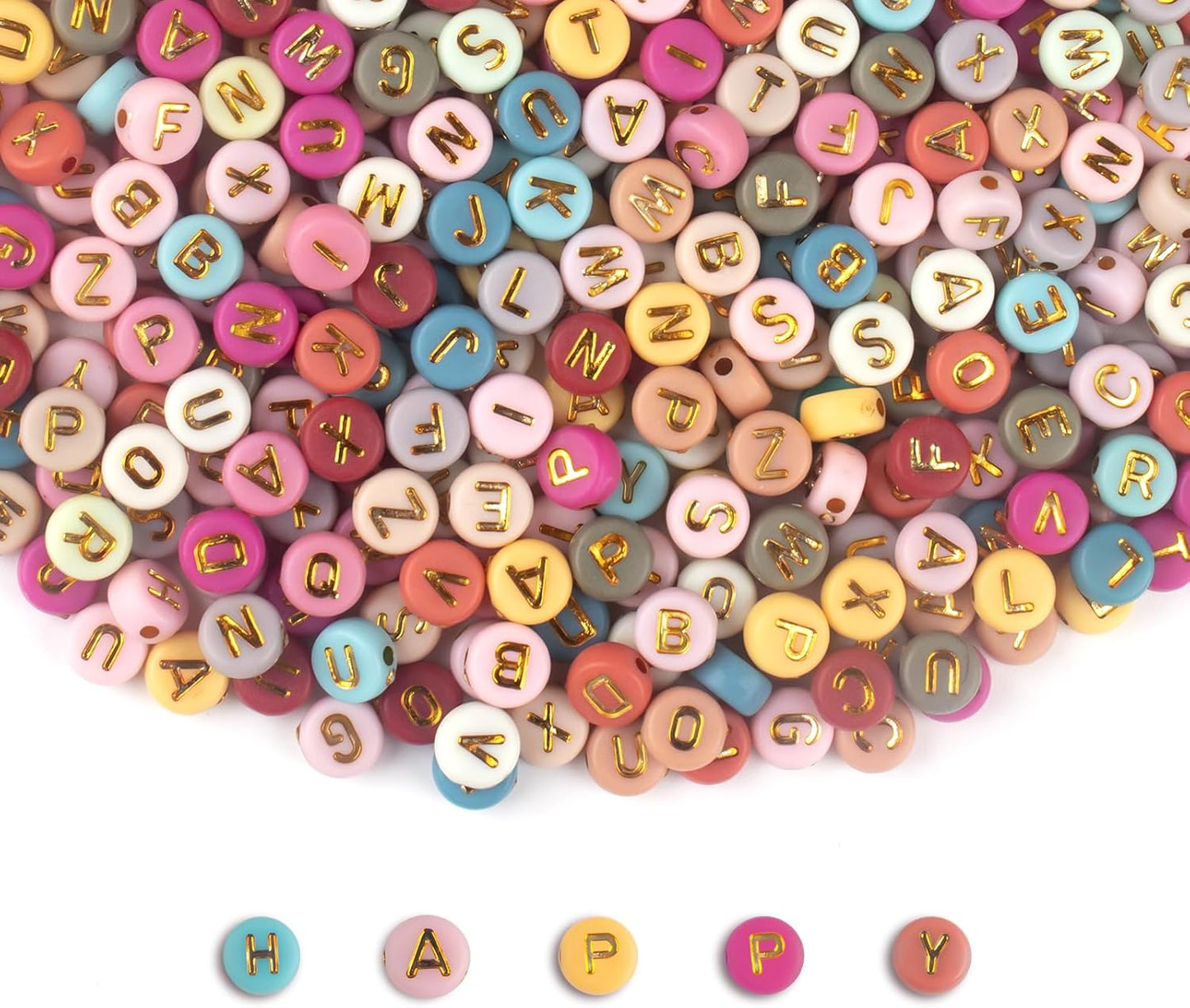 SUTOUG 1000PCS Colourful Letter Beads for Threading, 4 x 7 MM Acrylic Round Alphabet Beads for Jewellery DIY Making Crafts Bracelets Necklaces Ornaments