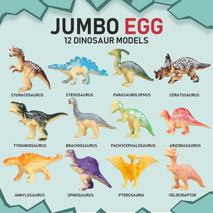 Jumbo Dino Egg Dig Kit, Dinosaur Toys for Kids 5-7, Dinosaur Eggs with 12 Dinosaurs inside, Dino Toy Outdoor Gift with Dinosaur Card, Dinosaur Egg Excavation for Kids Boys Girls Gift 6 and up year old