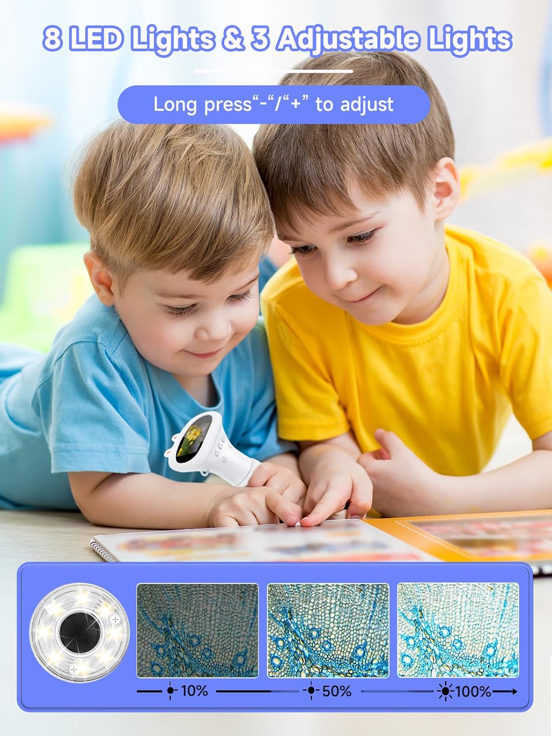 Acoath Microscope for Kids, 1000X Handheld Digital Miniscope with 2.0" Screen, Portable Pocket Microscope Education Toys Birthday Gifts for Age 3 4 5 6 7 8 9 10 Girls Boys