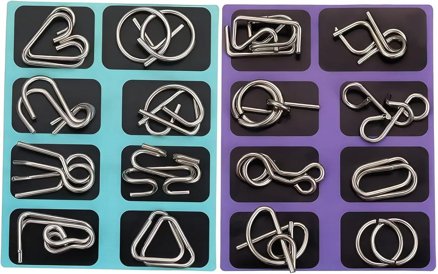 Metal Brain Teaser Puzzles, Set of 32 with Pouch, Steel IQ Games Physics Mind Metal Puzzles for Adults, Basket Stocking Stuffers for Boys Girls Adults Challenge Gifts