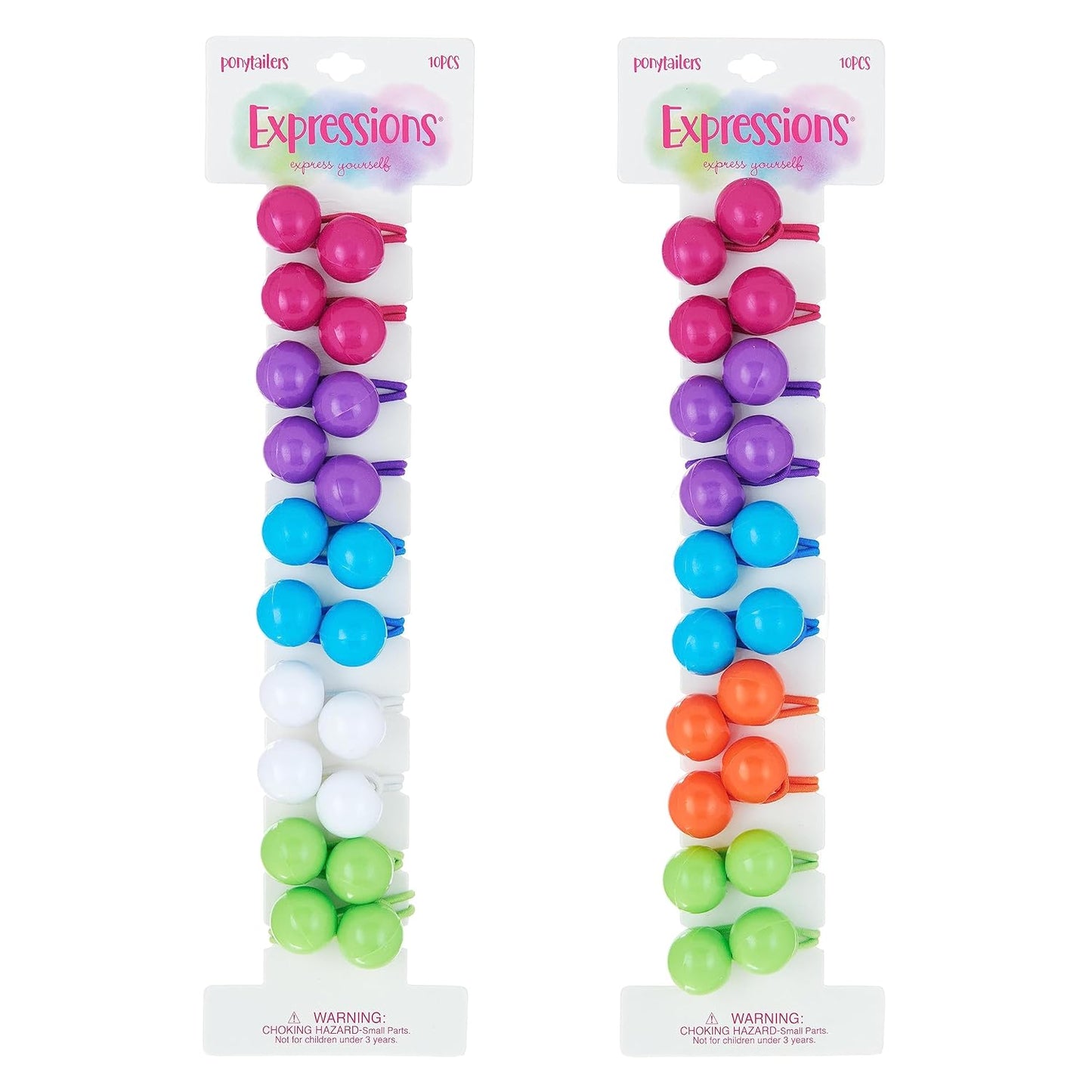 20pc Ponytailers Balls Elastics 18mm Round Opaque Multicolored Twin Beads Bauble Holders Toddler Kids Braiding Styling