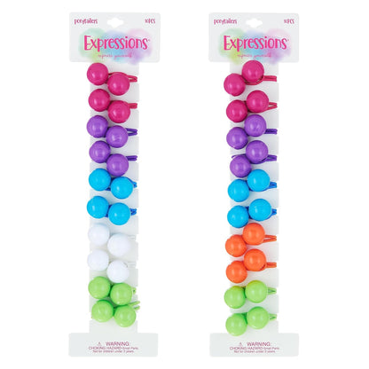 20pc Ponytailers Balls Elastics 18mm Round Opaque Multicolored Twin Beads Bauble Holders Toddler Kids Braiding Styling