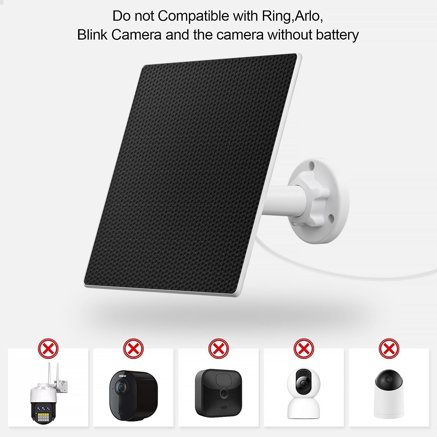 Solar Panel Charger for Security Camera Outdoor, 5W Solar Panels with Micro USB & USB C Adapter for DC 5V Rechargeable Battery Camera, IP65 Waterproof, 360°Adjustable Mounting, 9.8 Ft Charging Cable