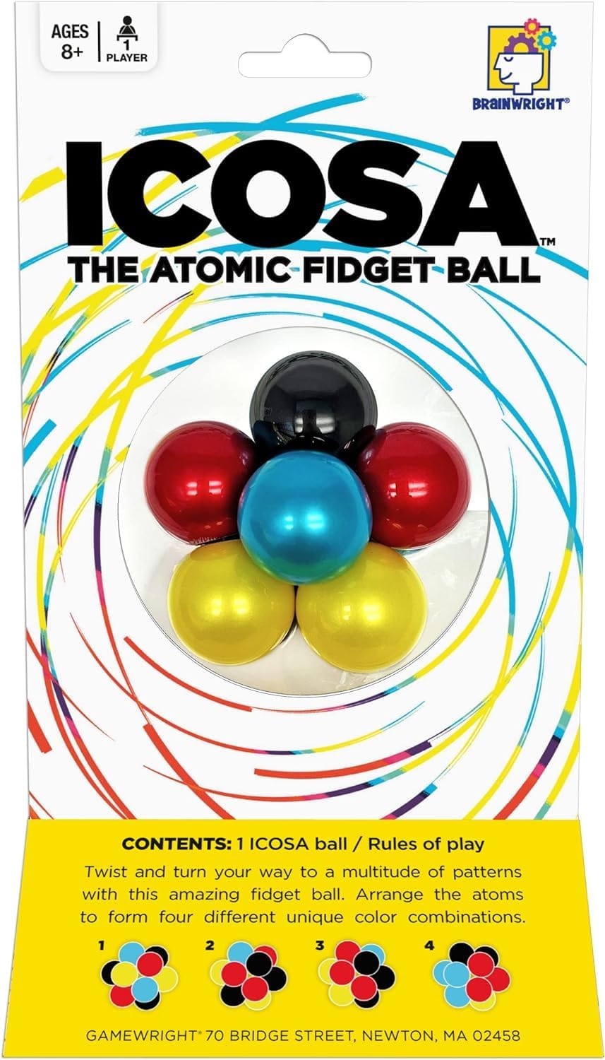 Brainteaser Puzzle for Kids & Adults, Brainwright Icosa Atomic Puzzle Ball, 3D Puzzle Game, Travel Games, STEM Toys, Family Games, Brain Games for Kids 8-12