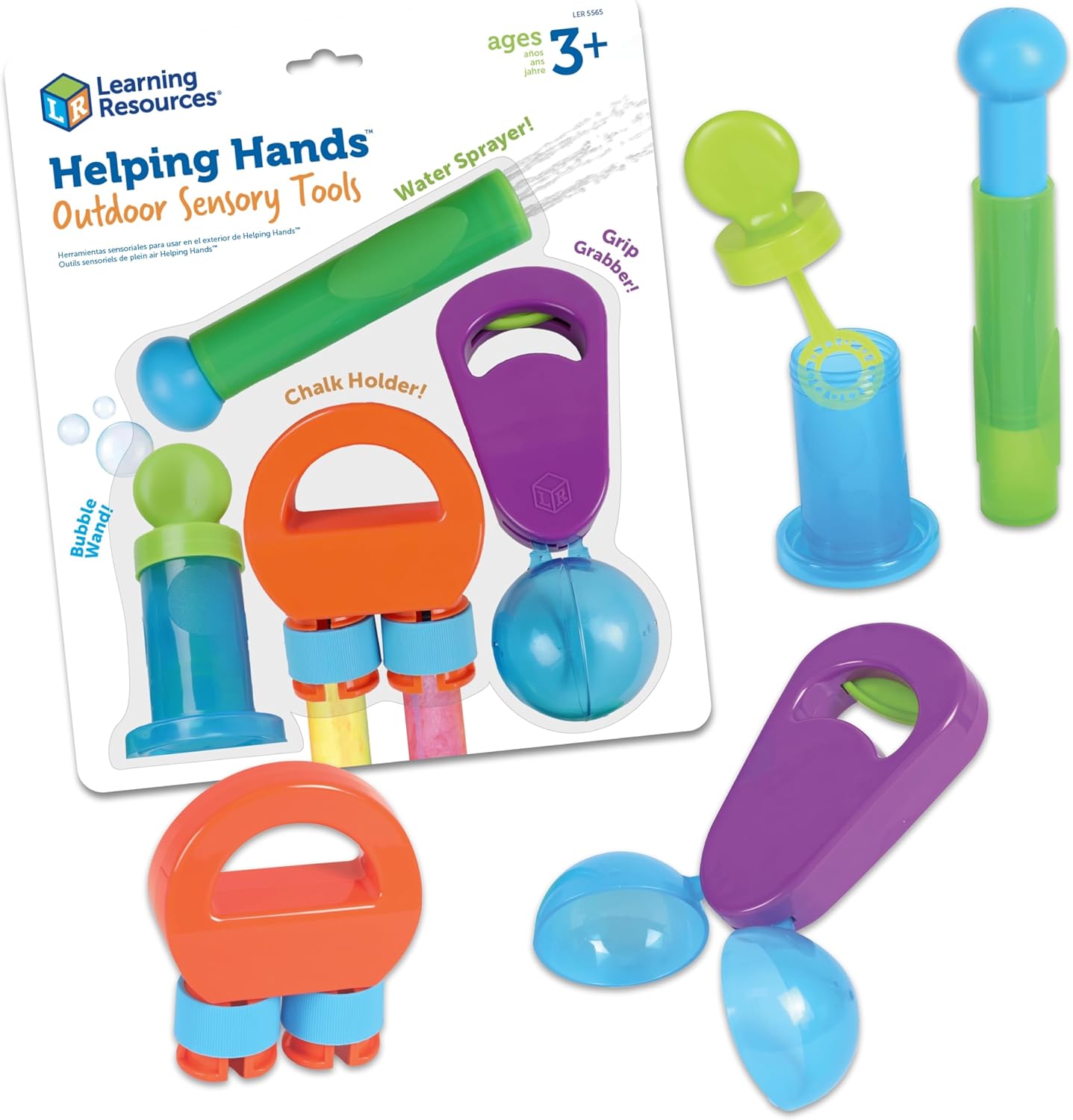Learning Resources Helping Hands Outdoor Sensory Tools - Sensory Bin Toys, Outside Toddler Activities, Fine Motor Toy, Water and Sand Scoop Toys for Toddlers, Toddler Beach Activity Accessories