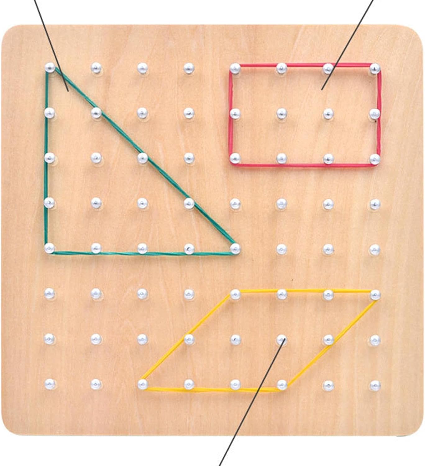 Wooden Geoboard - Puzzle Board for Kids | Pattern Cards and Rubber Bands Create Figures Shape STEM Puzzle Brain Teaser for Children
