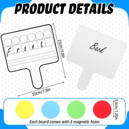 Seajan 3 Pcs Magnetic Paddle Set Education Dry Erase Double Side Handheld Answer Board with Magnetic Counters Discs Phonemic Awareness Phonics Games Toy for Students Kids Teaching Supply (Color)