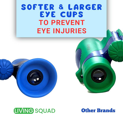 Kids Binoculars 8x21 Shockproof Green - Ages 3-12 with Case Neck Strap Compass Carabiner | High Resolution Optics for Bird Watching Camping Hiking | Birthday Gift Boys Girls
