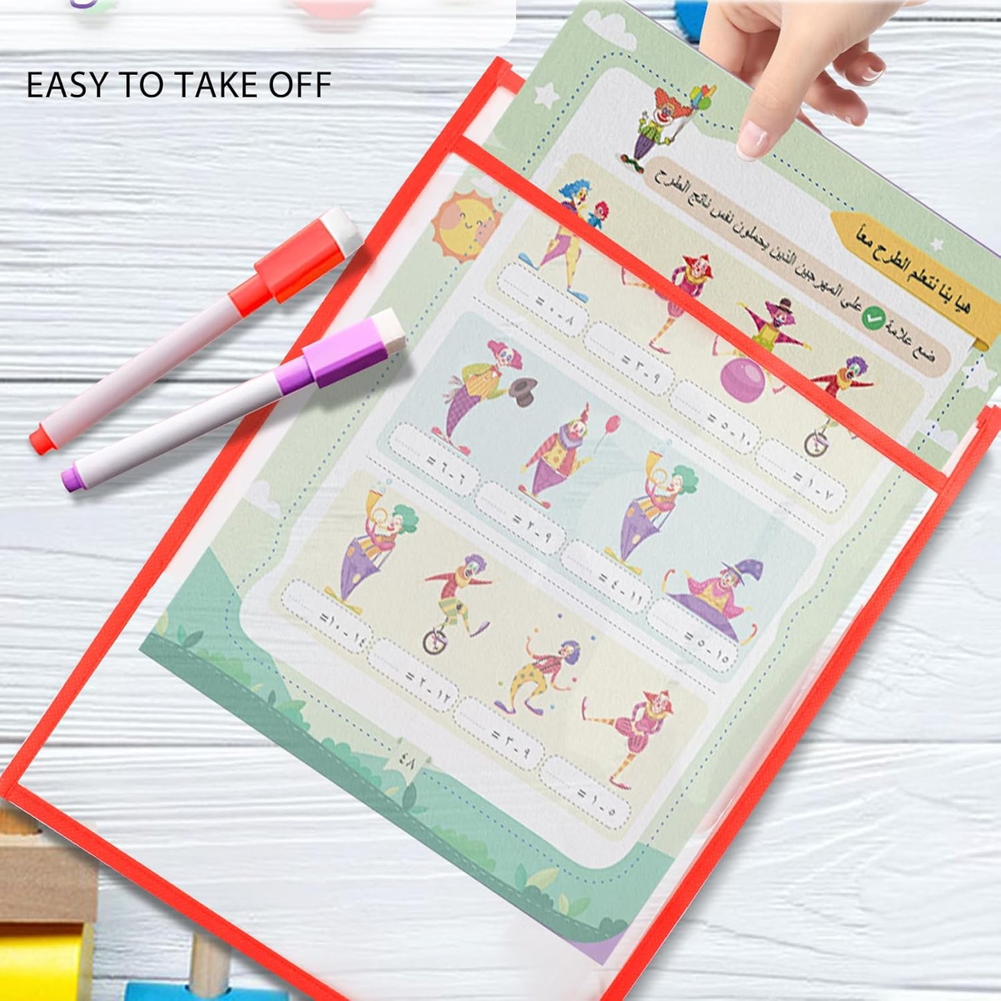 Ufmarine Job Ticket Holders, 6 Pcs Dry Erase Pockets Colorful (10" * 13"), Reusable Plastic Sleeves