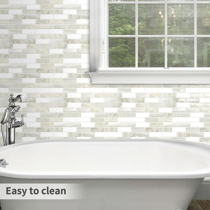 Thick Green Peel and Stick Tile Backsplash 12"x12" Self Adhesive Wall Marble Tiles for Kitchen (10-Sheet)