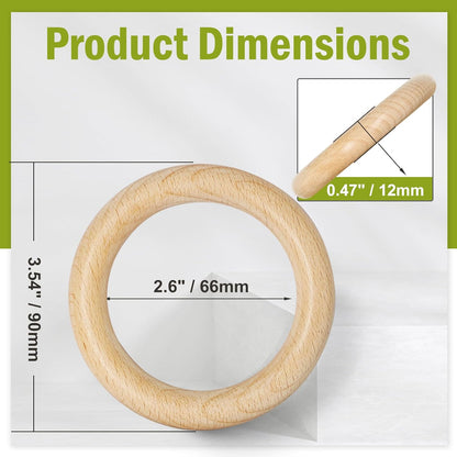 FoDau770 5pcs Natural Beech Wooden Rings, Unfinished Solid Wood Rings Heavy Duty Wood Circles, Macrame Craft Circles for Party, Home Decor & DIY Making - Outer Diameter: 3 Inch