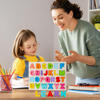 AMOR PRESENT Wooden Puzzles for Toddlers, Alphabet and Number Shape Puzzle Board, Preschool Learning Educational Toys for Kids