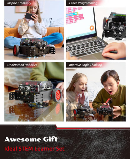 WhalesBot Rocky Coding Robot Car Kit for Kids 8-12 12-16, STEM Educational Engineering Toy, Scratch Python C Programming & Remote Control, Science Gift for 8 9 10 11 12+ Year Old Boys Girls