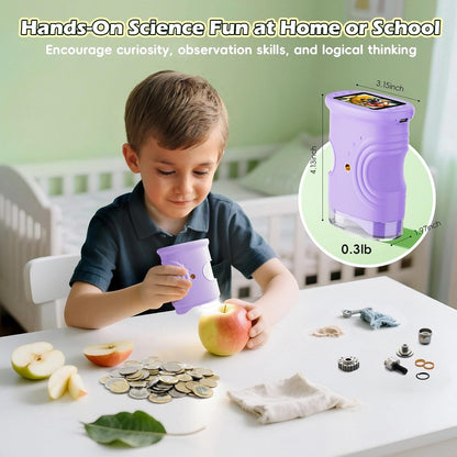 Alotwan Kids Microscope Digital 1000X Zoom, Mini Pocket Handheld Microscope Portable Travel Toys, HD Camera Video Magnifying Glass, Christmas Birthday Gifts for Girls, STEM Toys for Toddlers Age 3-8