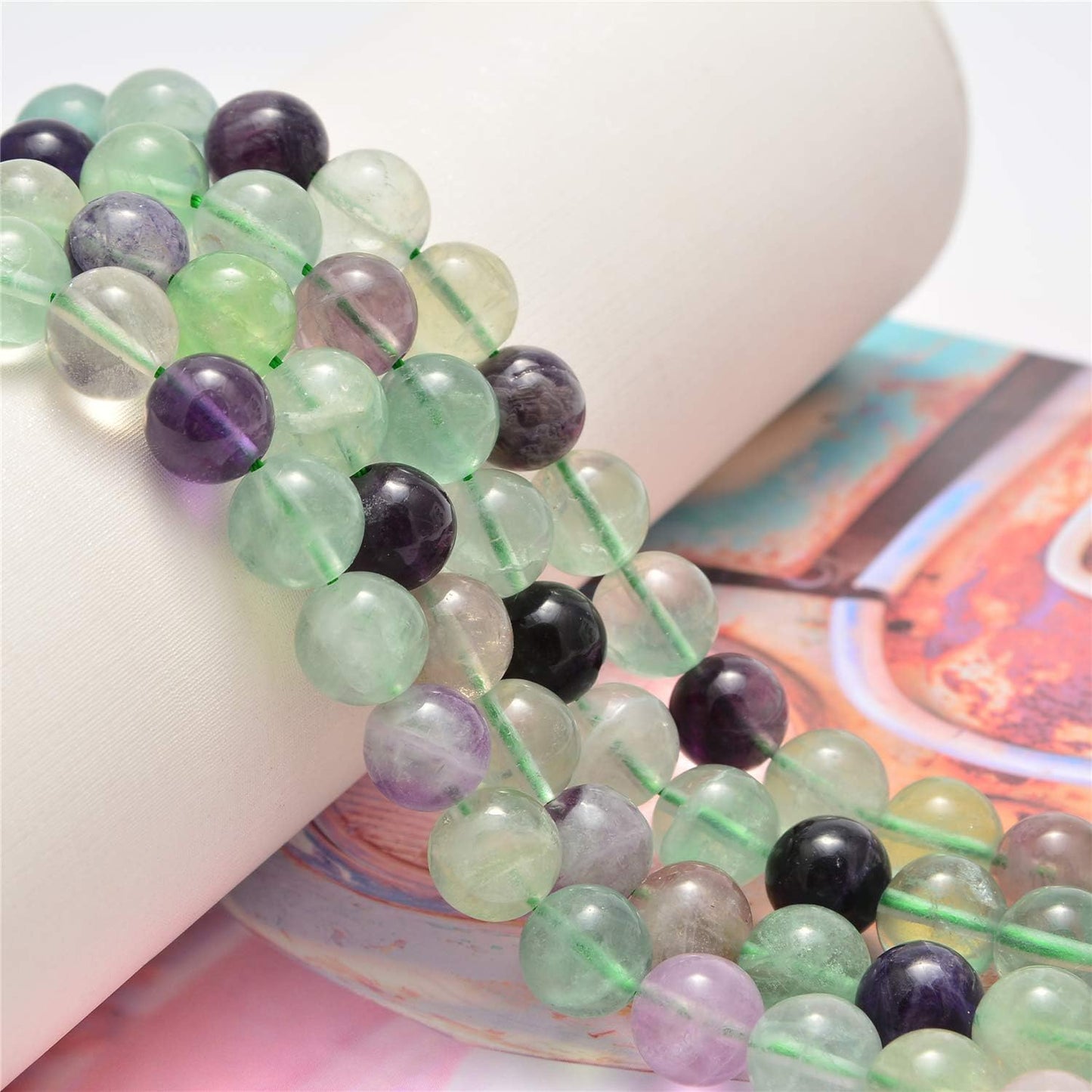 NCB 100pcs Original Natural Stone Beads Gemstone Round Loose Beads 6mm 8mm 10mm (Blue Aventurine, 6mm 100Beads) - Colors B