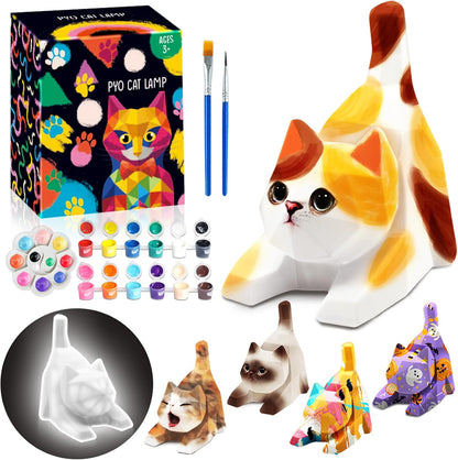 FUNZBO 4.3in Paint Your Own Dinosaur Lamp Kit - Arts and Crafts Supplies Painting for Kids Teens, DIY Night Light Dinosaur Toy for Boy Girl 3 4 5 6 7 8 9 10 11 12 Birthday Gift
