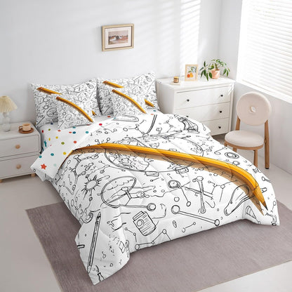 Erosebridal Chemical Equation Bed in a Bag Queen Comforter Set 7 Piece,Chemistry Bedding Sets Science Students Learning Gift Sheet Set with Comforter,Molecular Formula Education Bed Set - Colors A