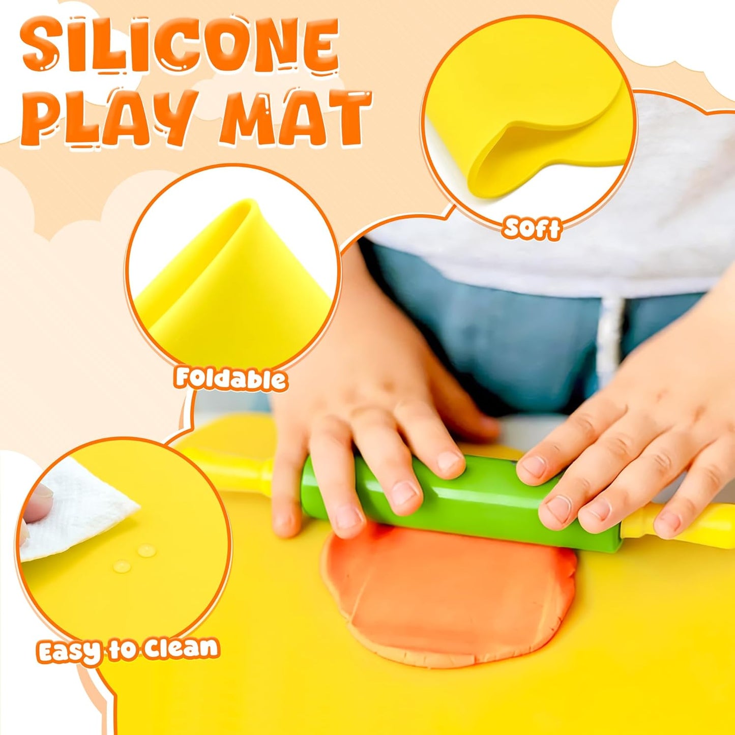 Dough Tools for Kids,9-Piece Kids Clay and Dough Tool Kit– Includes Roller, Rolling Pins, Cutting Tools, Safe Scissors & Plastic Knife for Fun DIY Craft Activities