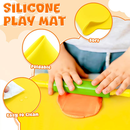 Dough Tools for Kids,9-Piece Kids Clay and Dough Tool Kit– Includes Roller, Rolling Pins, Cutting Tools, Safe Scissors & Plastic Knife for Fun DIY Craft Activities
