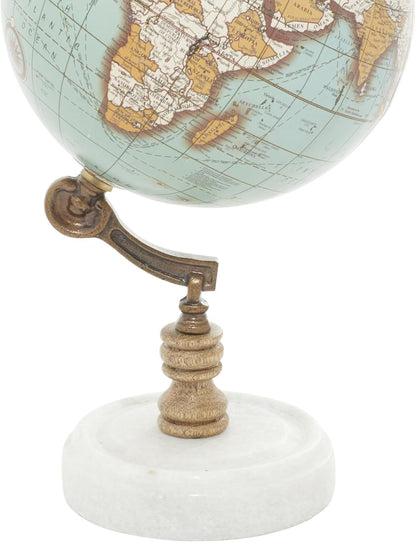 Deco 79 Marble Globe with Marble Base, 7" x 7" x 11", Teal